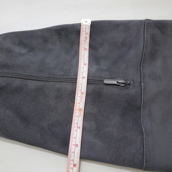 Torrid | Gray Suede Over-The-Knee Back Tie Block Heel Boots - Picture 14 of 14